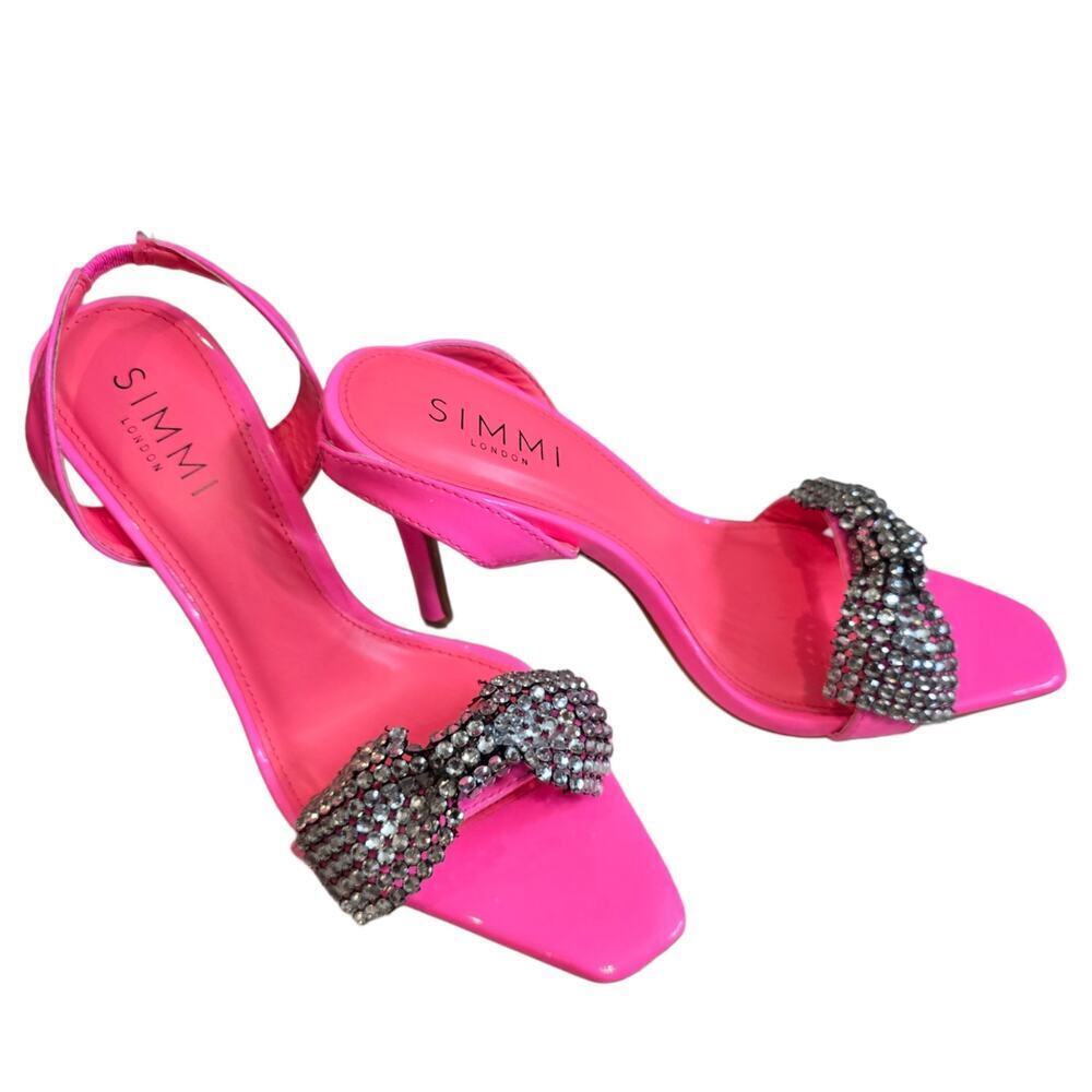 Simmi Hot Pink Dynamite Bow Patent Heels Sz Us 7